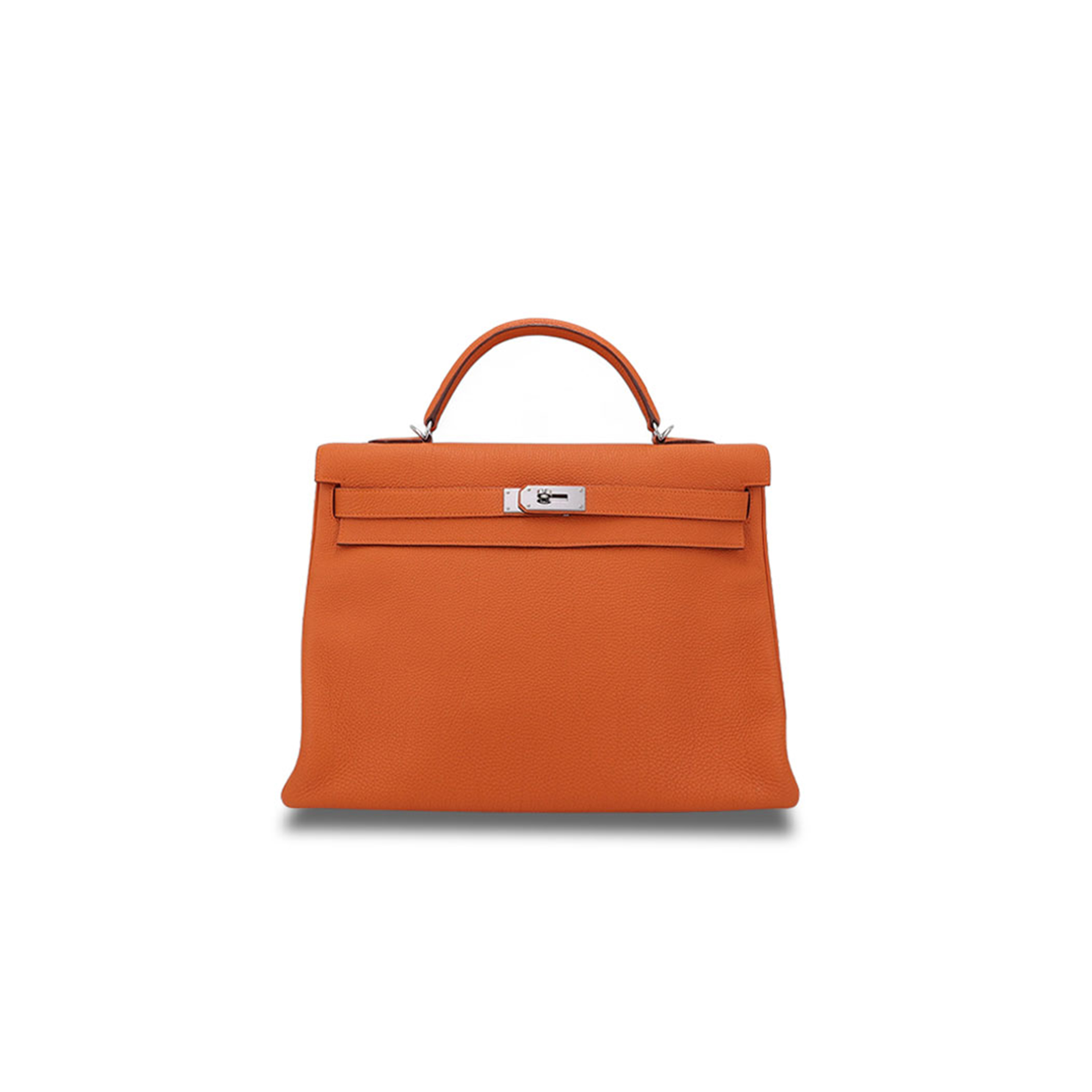 HERMÈS KELLY 32 ORANGE TOGO SILVER BUCKLE (32*23*10.5cm) 